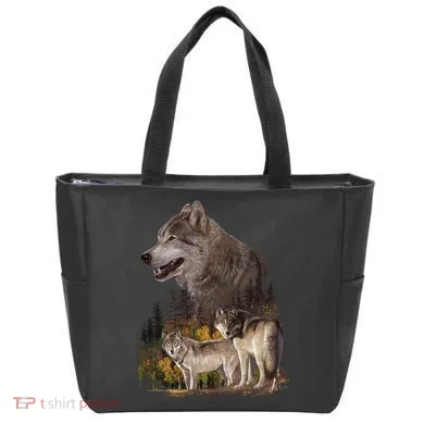 Three Wolf Collage Tote Bag