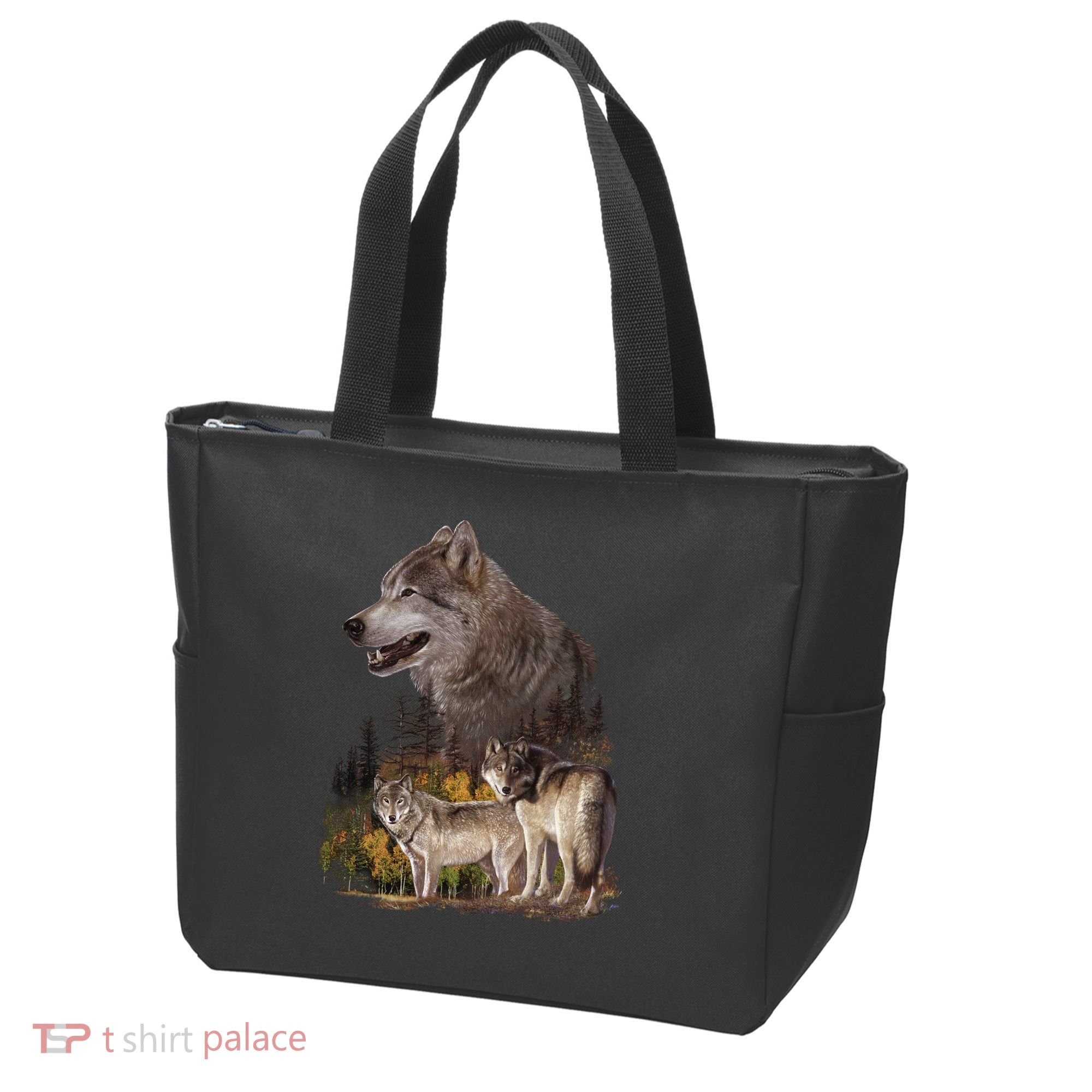 Three Wolf Collage Tote Bag