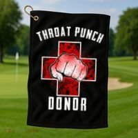 Throat Punch Donor Boxing Fan Golf Towel thumb 1