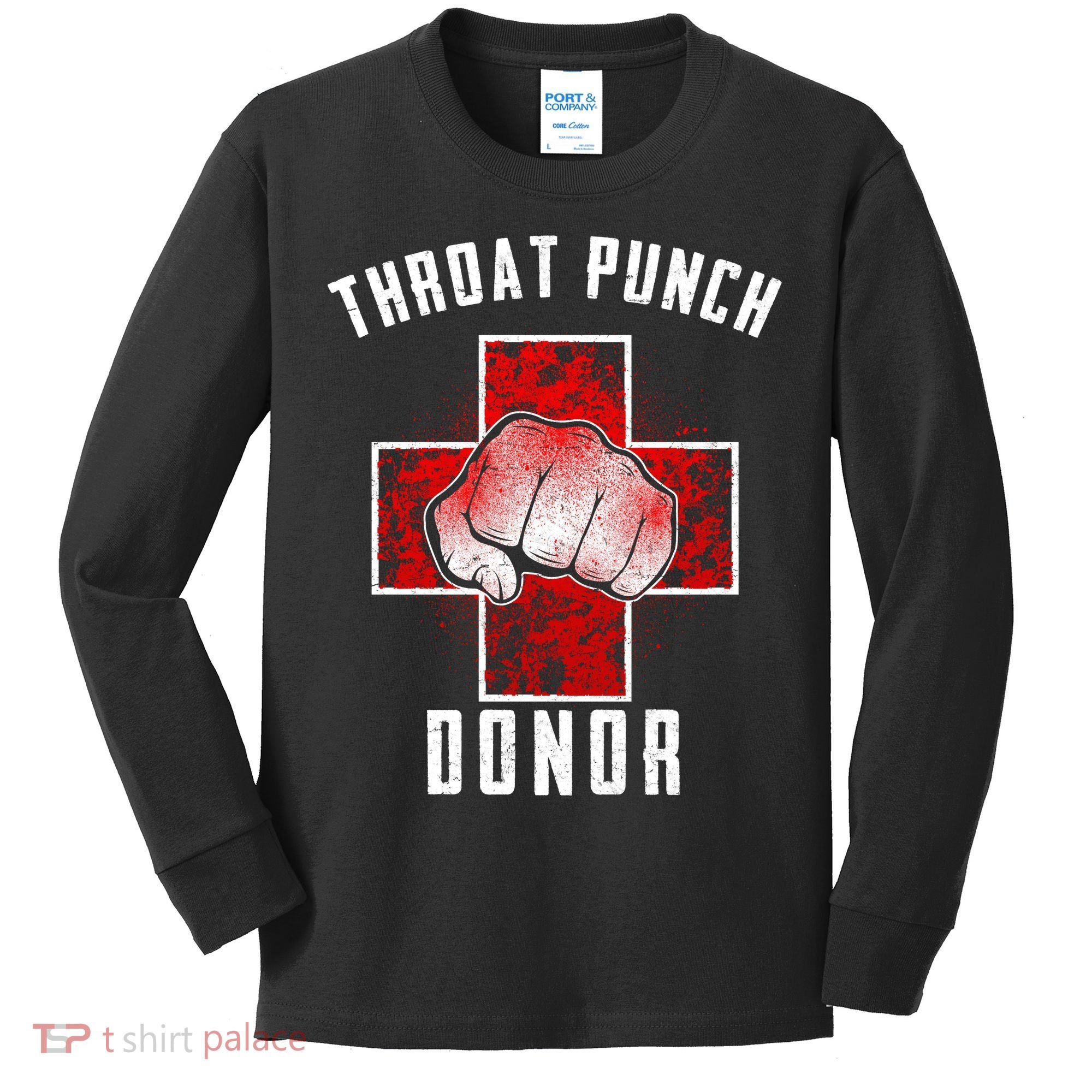Throat Punch Donor Boxing Fan Kids Long Sleeve Shirt