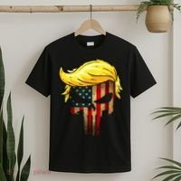 Trump Hair Skull 4th Of July US Flag Trump T-Shirt thumb 2