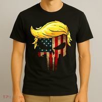 Trump Hair Skull 4th Of July US Flag Trump T-Shirt thumb 3