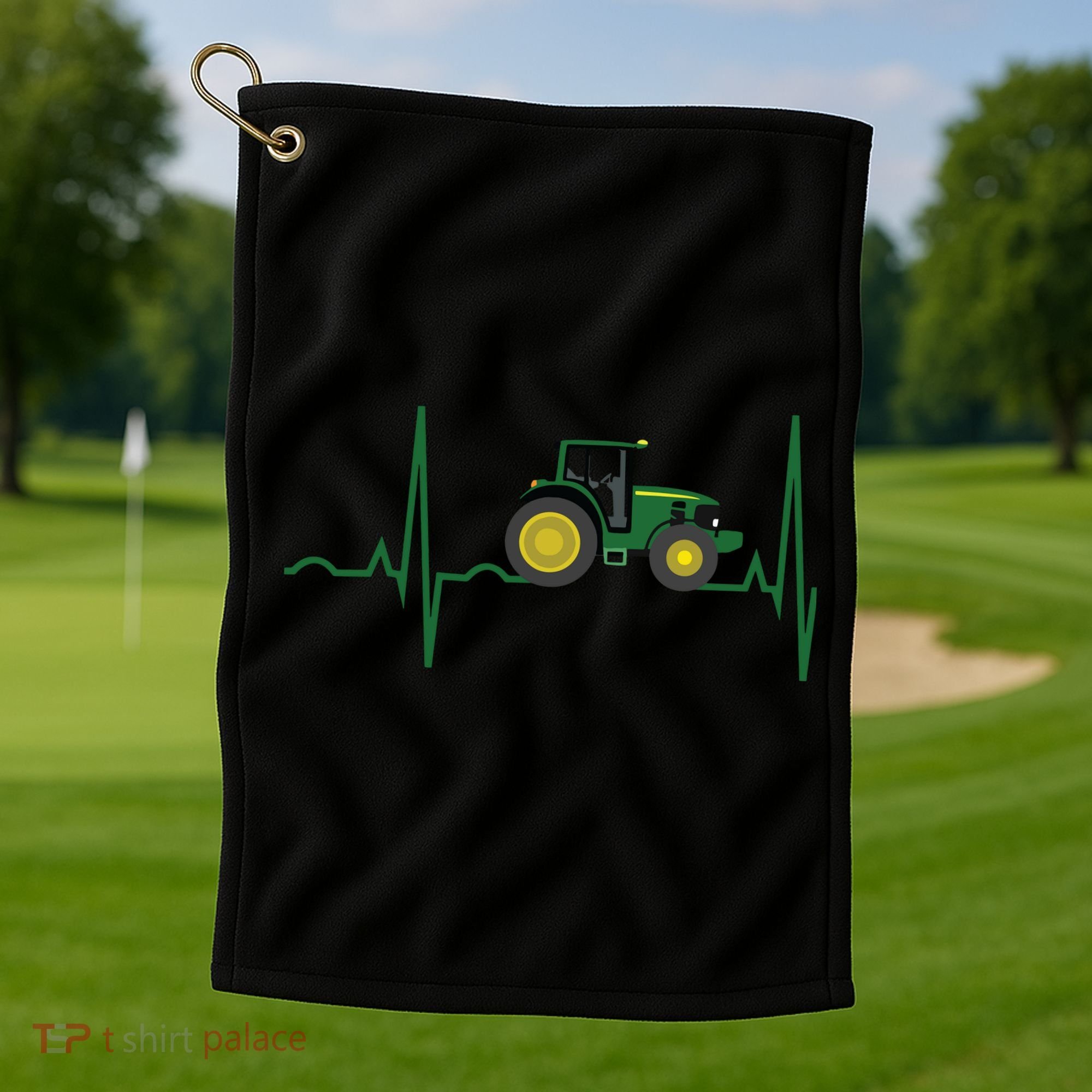 Tractor Heartbeat Shirts Best For Farmers Golf Towel