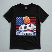 Trump Hockey Sorry Governor Trudeau American Flag Funny T-Shirt thumb 5