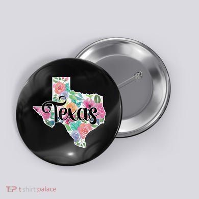 Texas Home State Pride Floral Vintage Texas Retro Flowers Button