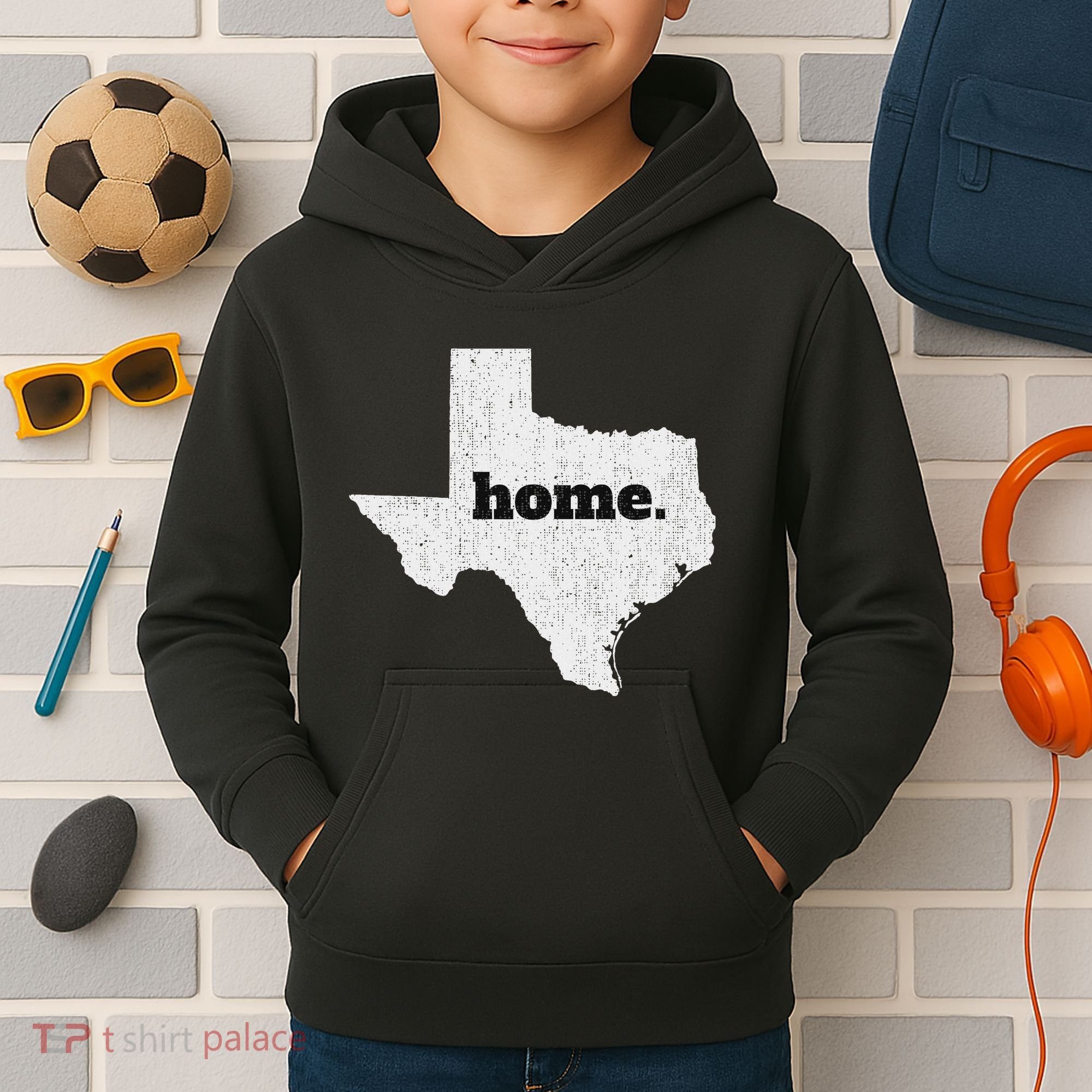 Texas Home State Map Pride Kids Hoodie