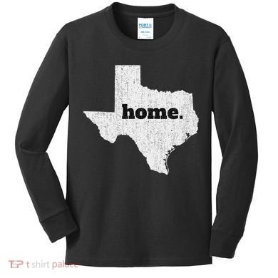 Texas Home State Map Pride Kids Long Sleeve Shirt