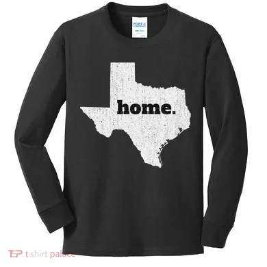 Texas Home State Map Pride Kids Long Sleeve Shirt