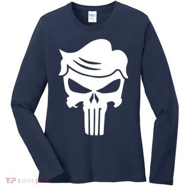 Trump Hair Skull Women's Long Sleeve Shirt