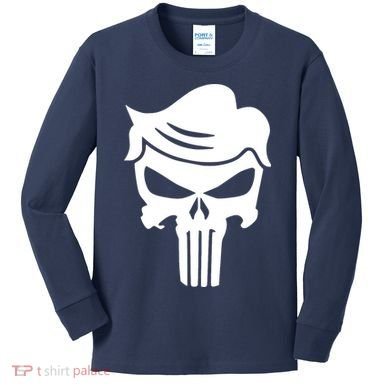 Trump Hair Skull Kids Long Sleeve Shirt