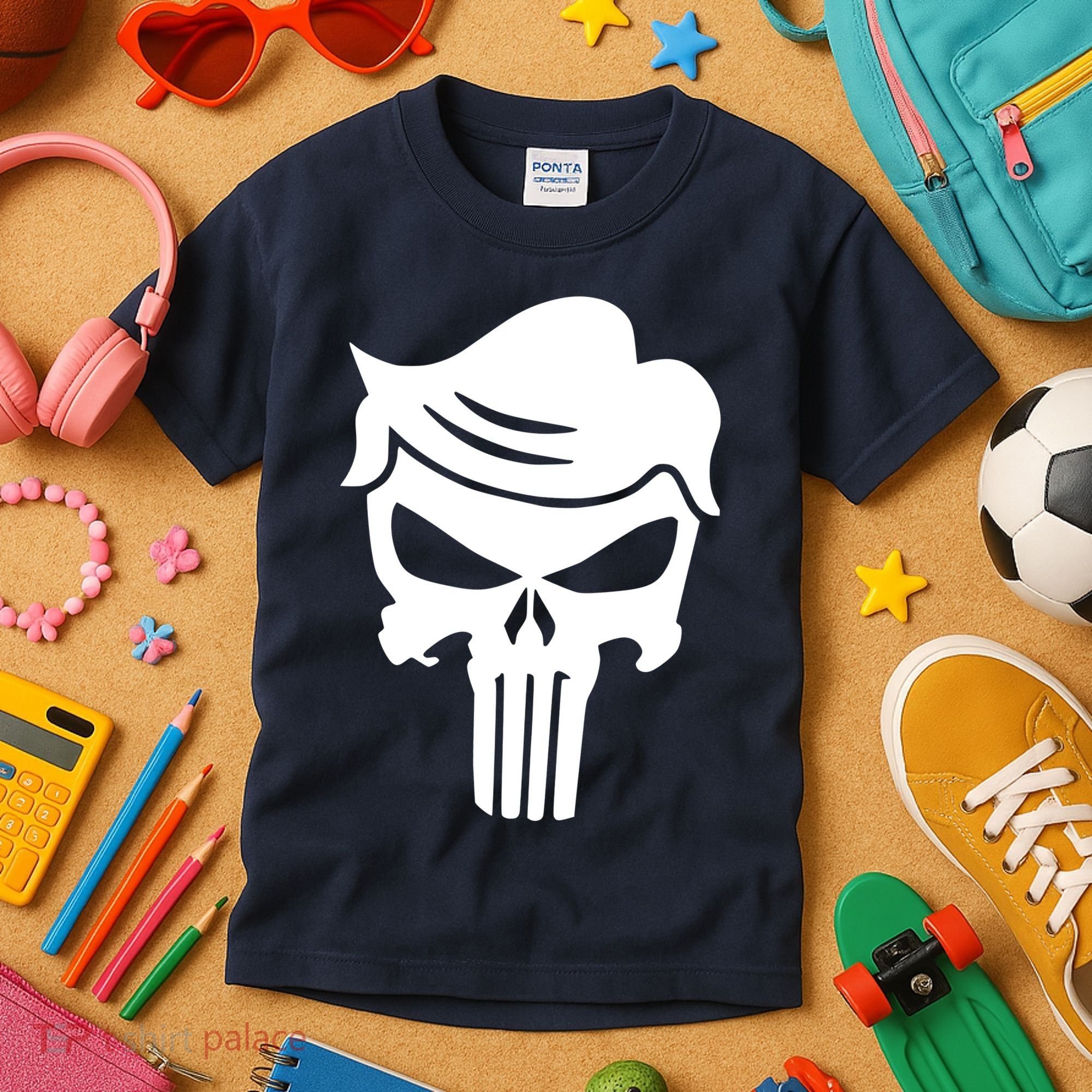 Trump Hair Skull Kids T-Shirt