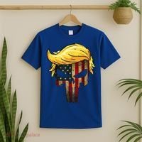 Trump Hair Skull 4th Of July Trump Us Flag Gift T-Shirt thumb 2
