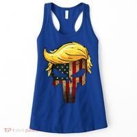 Trump Hair Skull 4th Of July Trump Us Flag Gift Women's Tank Top thumb 0