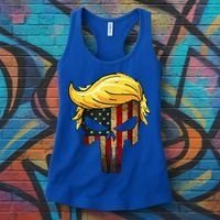 Trump Hair Skull 4th Of July Trump Us Flag Gift Women's Tank Top thumb 3