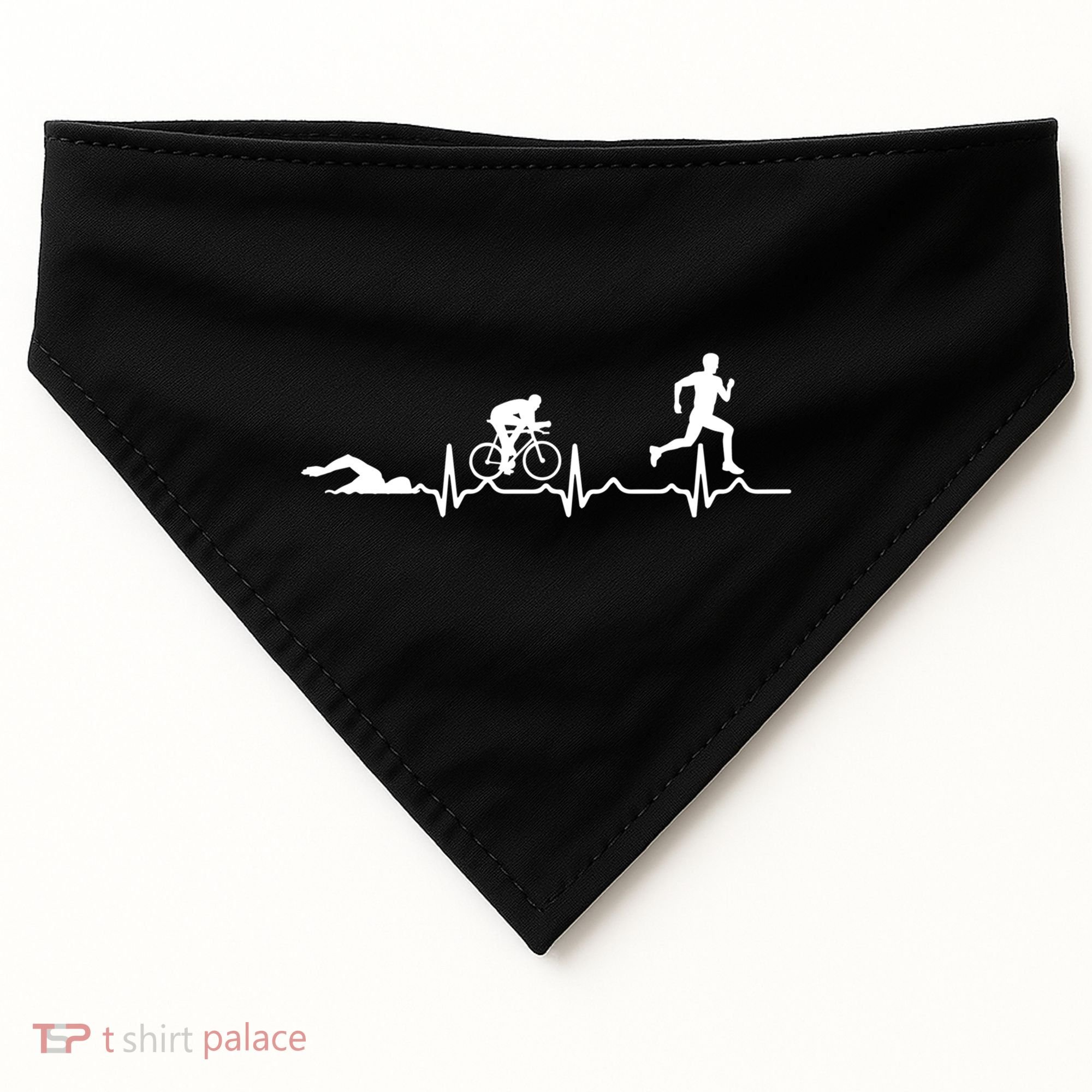 Triathlon Heartbeat Swim Cycle Run Athletes Cool Gift USA-Made Doggie Bandana