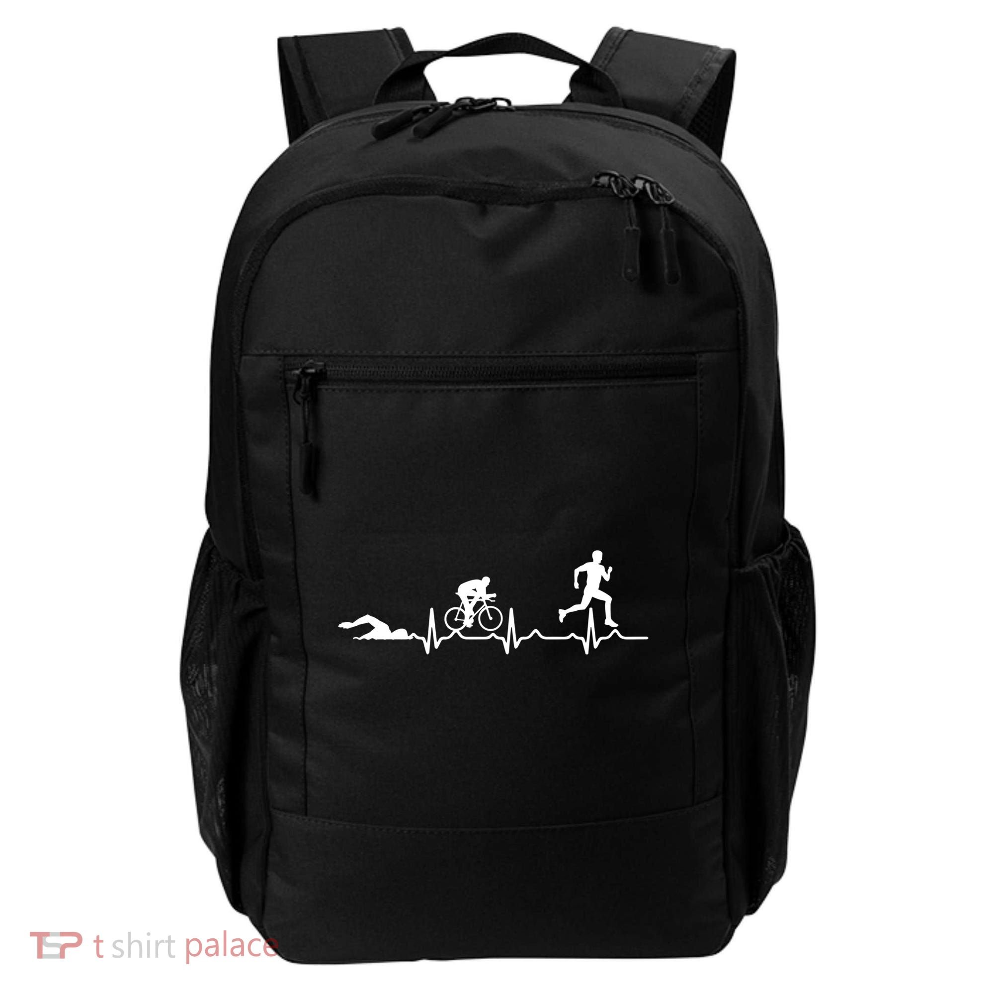 Triathlon Heartbeat Swim Cycle Run Athletes Cool Gift Backpack