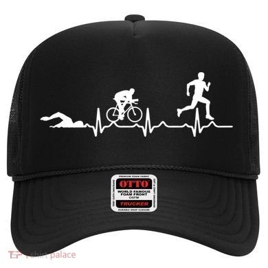 Triathlon Heartbeat Swim Cycle Run Athletes Cool Gift Hat