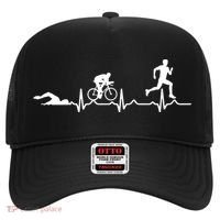 Triathlon Heartbeat Swim Cycle Run Athletes Cool Gift Hat thumb 0