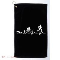 Triathlon Heartbeat Swim Cycle Run Athletes Cool Gift Golf Towel thumb 0