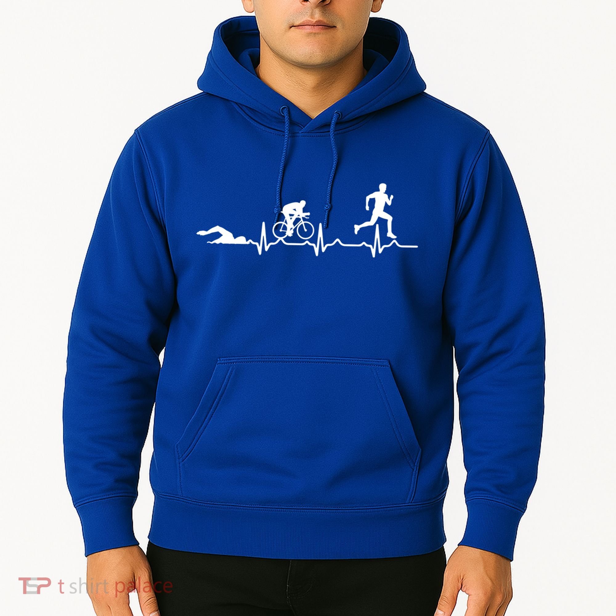 Triathlon Heartbeat Swim Cycle Run Athletes Cool Gift Hoodie