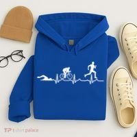 Triathlon Heartbeat Swim Cycle Run Athletes Cool Gift Hoodie thumb 4