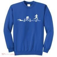 Triathlon Heartbeat Swim Cycle Run Athletes Cool Gift Sweatshirt thumb 0