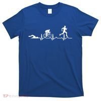 Triathlon Heartbeat Swim Cycle Run Athletes Cool Gift T-Shirt thumb 0