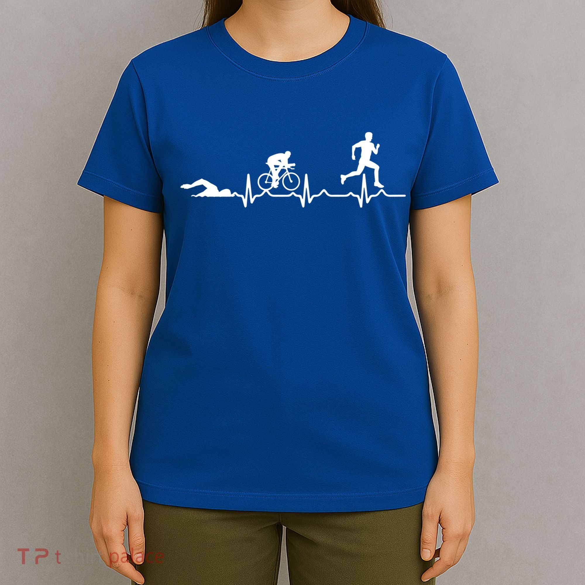 Triathlon Heartbeat Swim Cycle Run Athletes Cool Gift T-Shirt