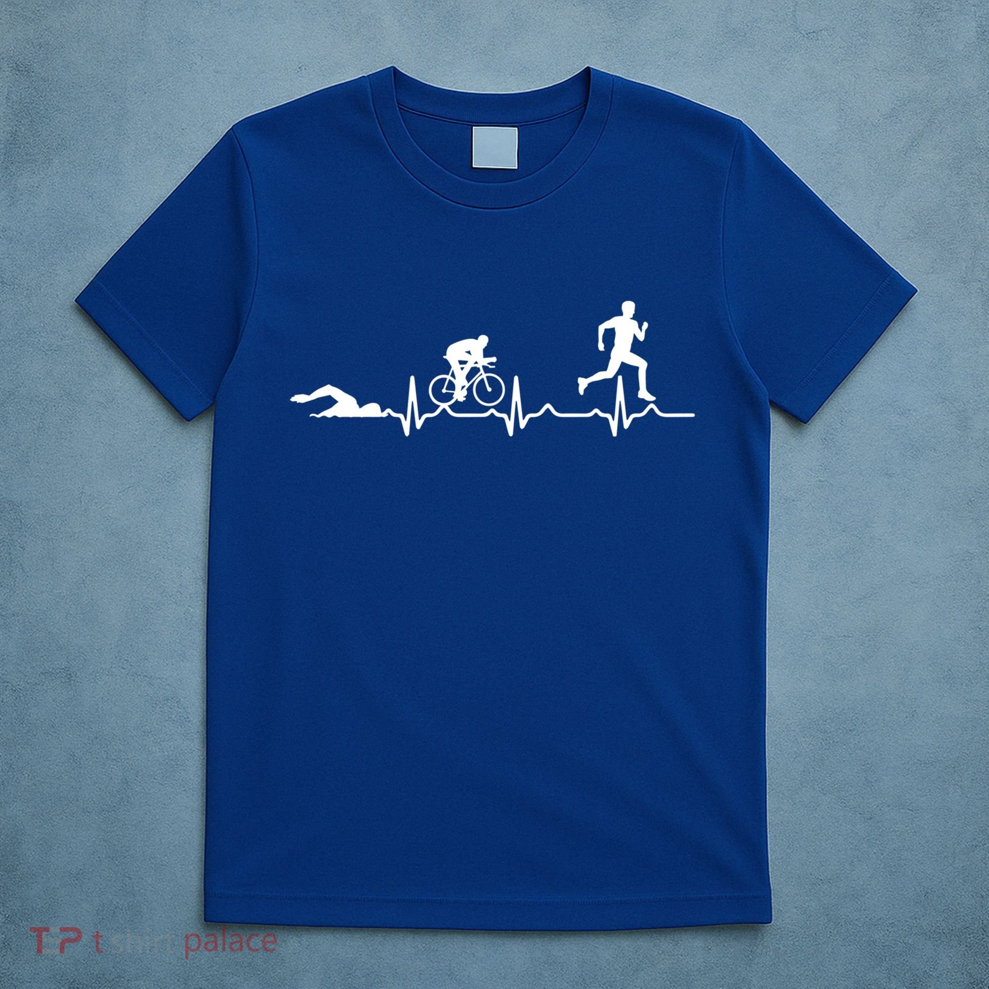 Triathlon Heartbeat Swim Cycle Run Athletes Cool Gift T-Shirt