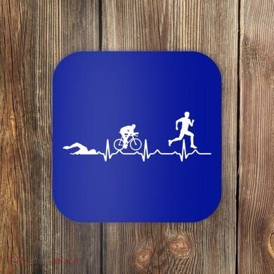 Triathlon Heartbeat Swim Cycle Run Athletes Cool Gift Coaster