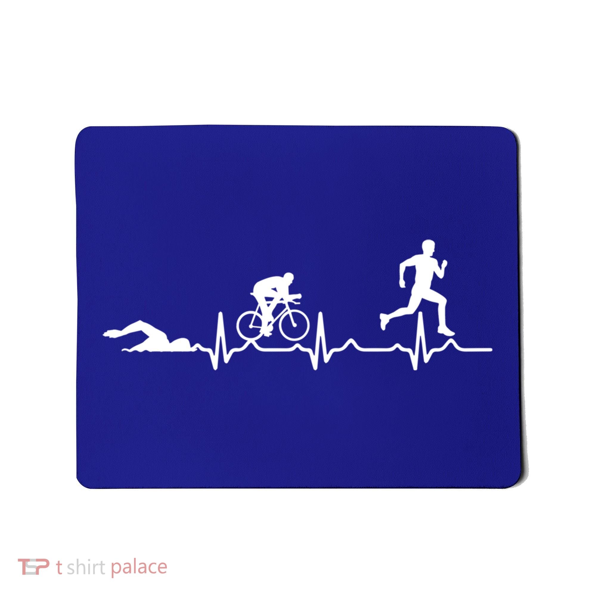 Triathlon Heartbeat Swim Cycle Run Athletes Cool Gift Mousepad