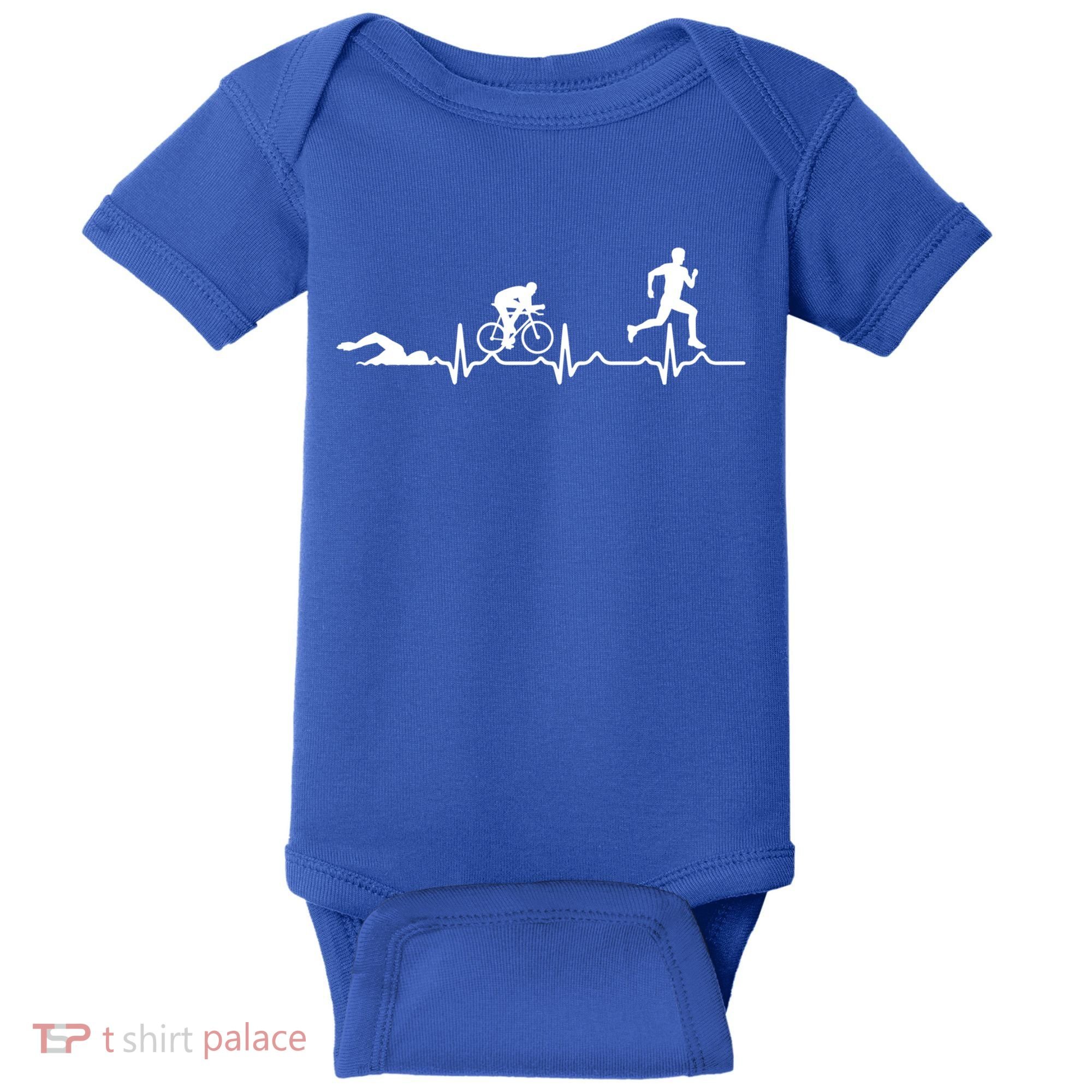 Triathlon Heartbeat Swim Cycle Run Athletes Cool Gift Baby Bodysuit