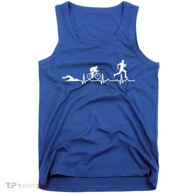 Triathlon Heartbeat Swim Cycle Run Athletes Cool Gift Tank Top