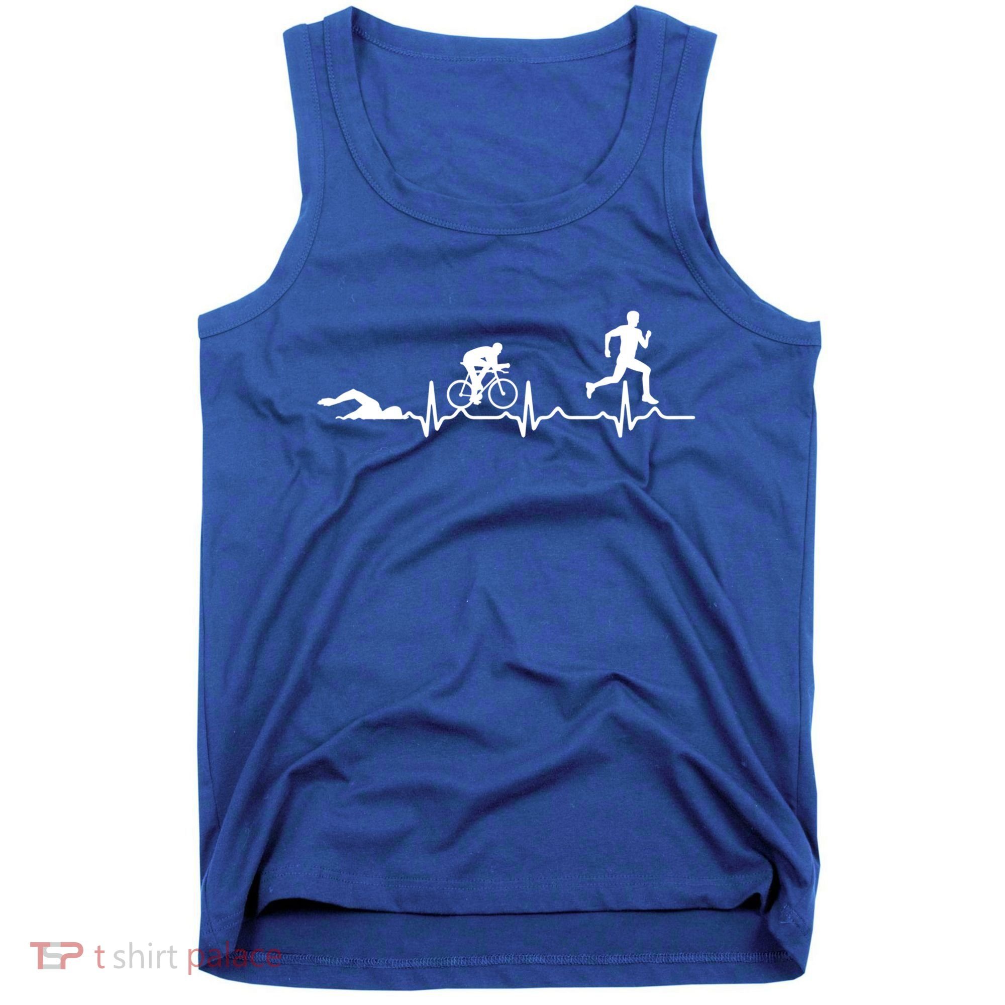 Triathlon Heartbeat Swim Cycle Run Athletes Cool Gift Tank Top