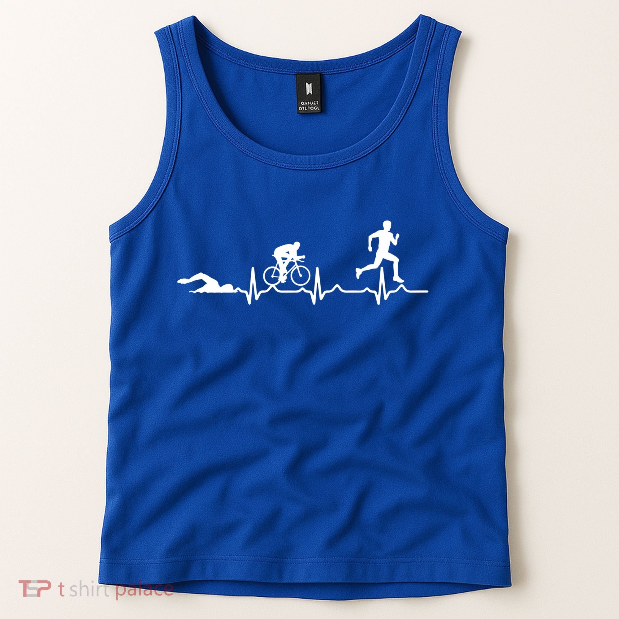 Triathlon Heartbeat Swim Cycle Run Athletes Cool Gift Tank Top