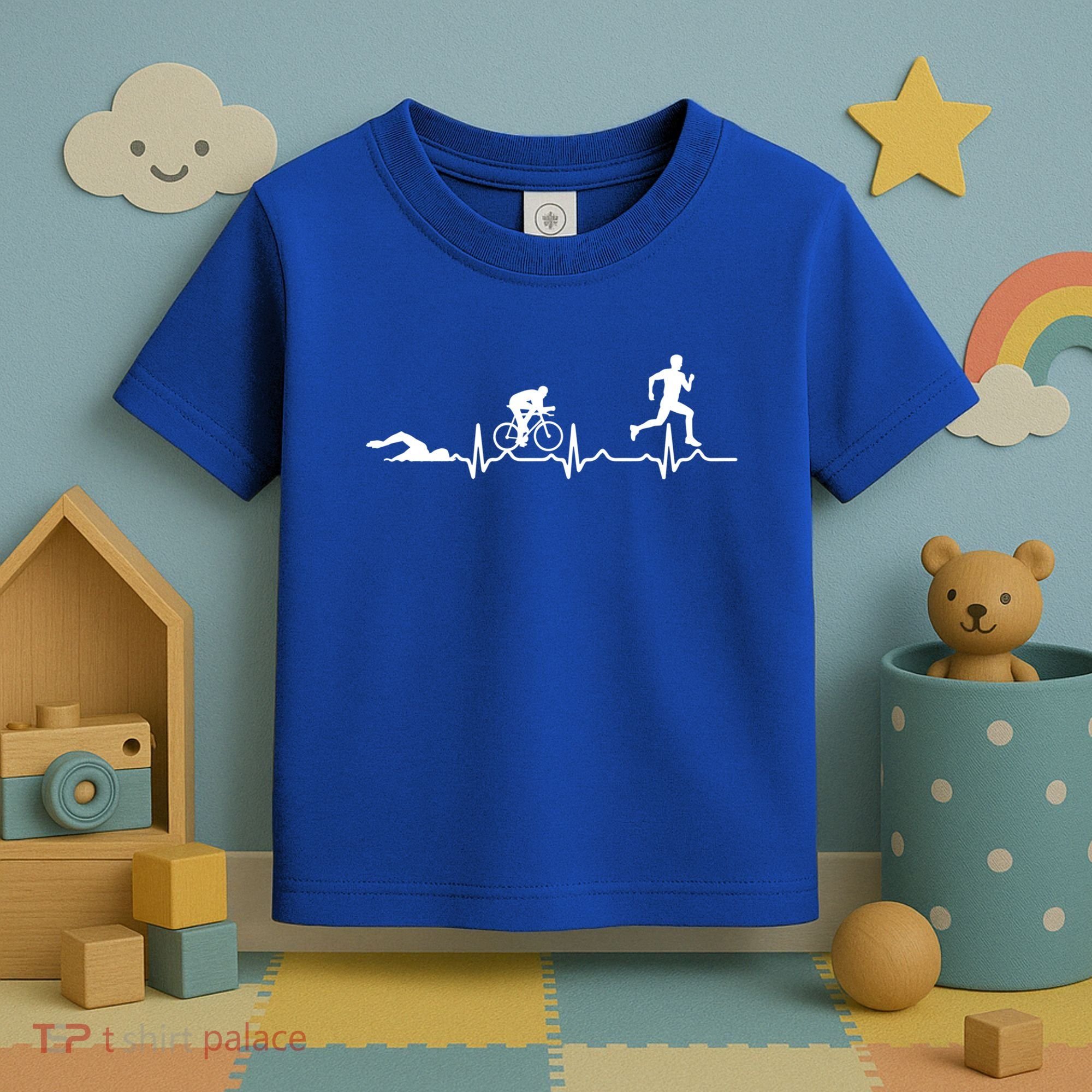 Triathlon Heartbeat Swim Cycle Run Athletes Cool Gift Toddler T-Shirt