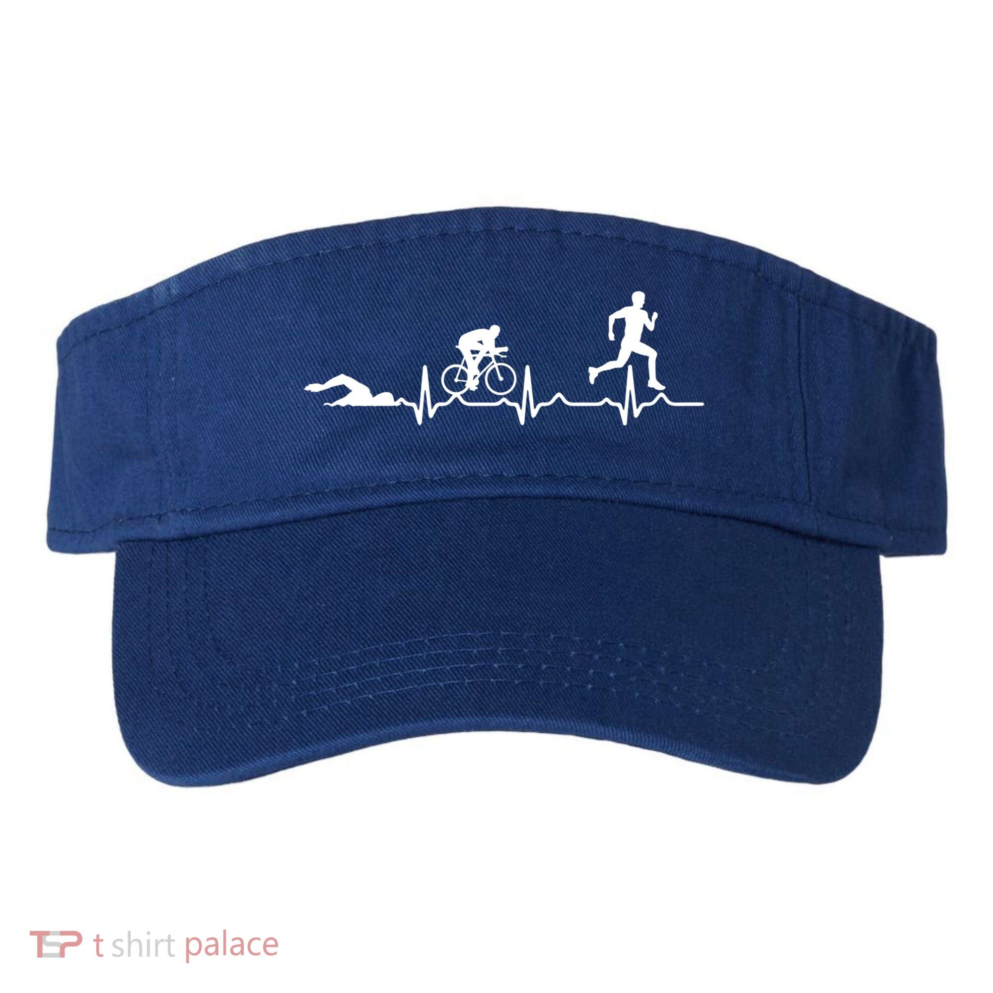 Triathlon Heartbeat Swim Cycle Run Athletes Cool Gift Visor