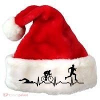 Triathlon Heartbeat Swim Cycle Run Athletes Cool Gift Santa Hat thumb 0
