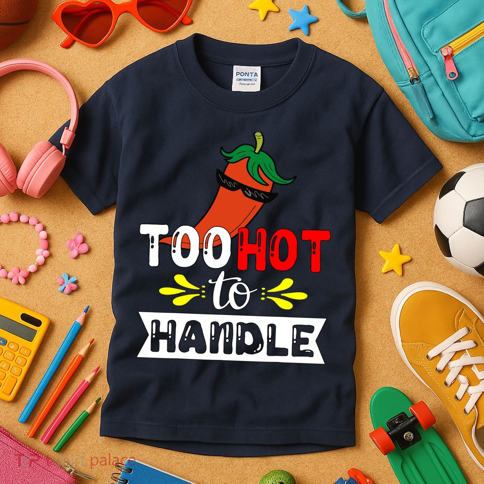Too Hot To Handle Funny Chili Pepper For Spicy Food Lovers Kids T-Shirt