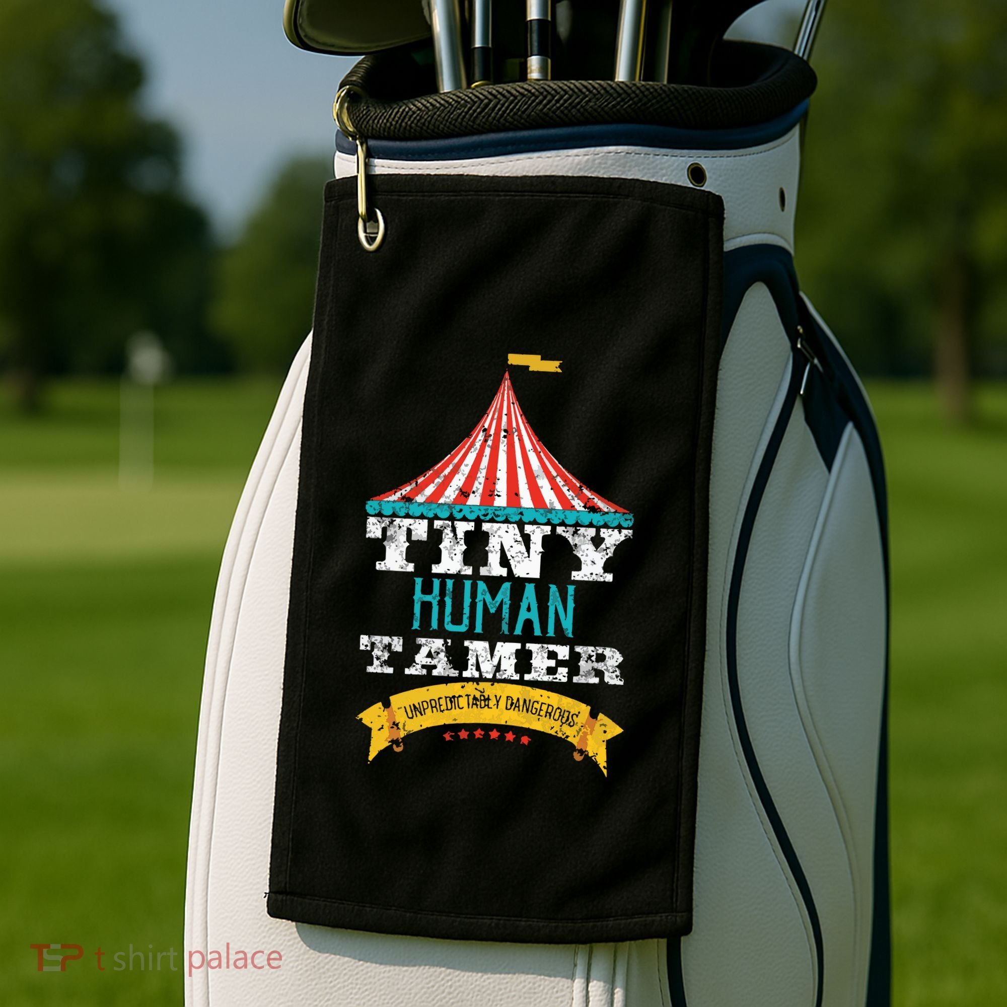 Tiny Human Tamer Circus Teacher Cute Childcare Provider Golf Towel
