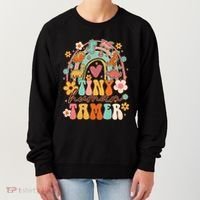 Tiny Human Tamer Groovy Rainbow Daycare Provider Teacher Women's Sweatshirt thumb 0