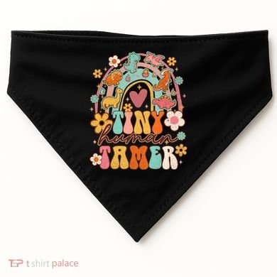 Tiny Human Tamer Groovy Rainbow Daycare Provider Teacher USA-Made Doggie Bandana