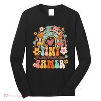 Tiny Human Tamer Groovy Rainbow Daycare Provider Teacher Long Sleeve Shirt thumb 0