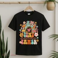 Tiny Human Tamer Groovy Rainbow Daycare Provider Teacher T-Shirt thumb 2