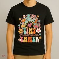 Tiny Human Tamer Groovy Rainbow Daycare Provider Teacher T-Shirt thumb 3