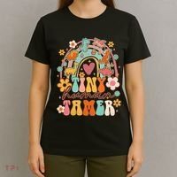 Tiny Human Tamer Groovy Rainbow Daycare Provider Teacher T-Shirt thumb 4