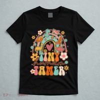 Tiny Human Tamer Groovy Rainbow Daycare Provider Teacher T-Shirt thumb 5