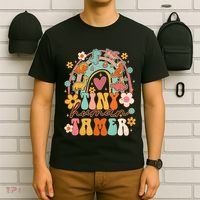 Tiny Human Tamer Groovy Rainbow Daycare Provider Teacher T-Shirt thumb 6