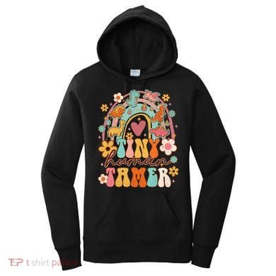 Tiny Human Tamer Groovy Rainbow Daycare Provider Teacher Women's Hoodie