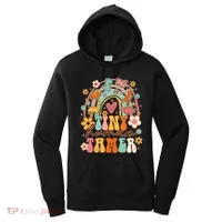 Tiny Human Tamer Groovy Rainbow Daycare Provider Teacher Women's Hoodie thumb 0